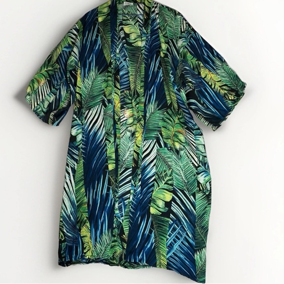 Lulla Collection by Bindya Beach Cover Up Open Front Tropical Pool Robe Size L - Picture 1 of 6